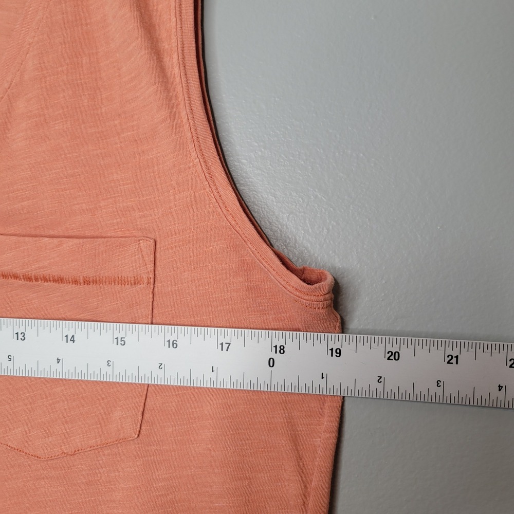 Toad & Co Organic Cotton Blend Orange V-Neck Pocket Tank Top Women's Size M Slub - Picture 7 of 8